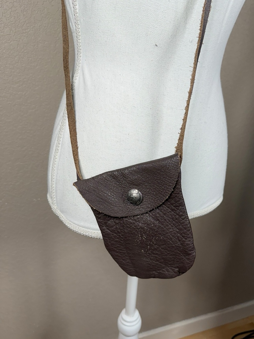 Brown Leather Crossbody Pouch - Unbranded